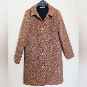 Reformation Brown Tweed Single Breasted Button Up Overcoat Top Coat Neutral